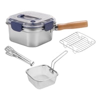 Magideal - 5 Piezas Olla Freidora Compacta Con Cesta Para Freír Sartén De Acero Inoxidable Juego De Utensilios De Cocina Adecuado Para Espacios Pequeños Y Viajes Azul