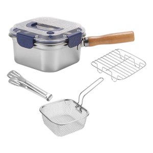 Magideal - 5 Piezas Olla Freidora Compacta Con Cesta Para Freír Sartén De Acero Inoxidable Juego De Utensilios De Cocina Adecuado Para Espacios Pequeños Y Viajes Azul