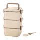 thumbnail image 4 of Contenedor De Almuerzo Ligero Reutilizable A Prueba De Fugas Bento Box Para El Trabajo Cenar Fuera 3 Capas Beige, 4 of 5