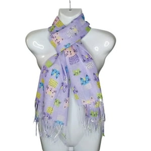 Mh - Bufanda, Pañuelo, Diseño De Gatitos, Primavera/Verano Color Lila