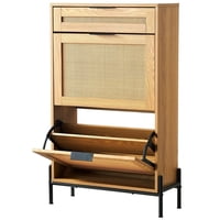 Zapatero Vevor De Ratán Estrecho Con 2 Cajones Abatibles Y 1 Corredera