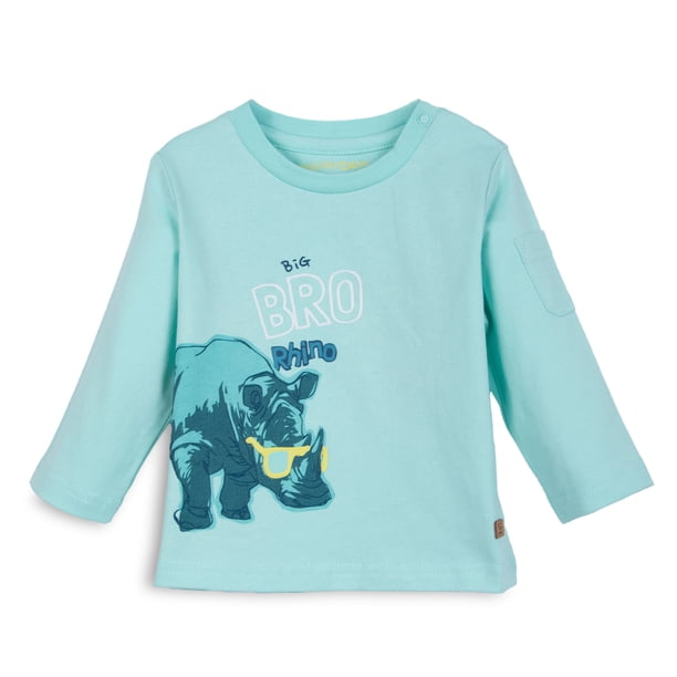 Polera Bebé Niño Manga Larga Estampado Rinoceronte Menta Pillin