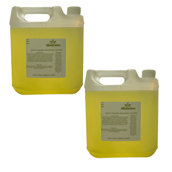 Jabon Liquido Para Manos Neutro Glicerina BioGreen Vainilla 5 Litros 2 Unidades