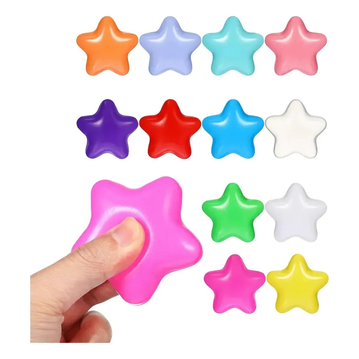 Genérica - Pack 12 Estrella De Goma Anti-estress