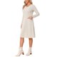 thumbnail image 4 of INSPIRE CHIC Vestido de Punto para Mujer Otoño Invierno Manga Larga Suelto Cuello en V Suéter A-Line Midi con Bolsillos M Beige, 4 of 6
