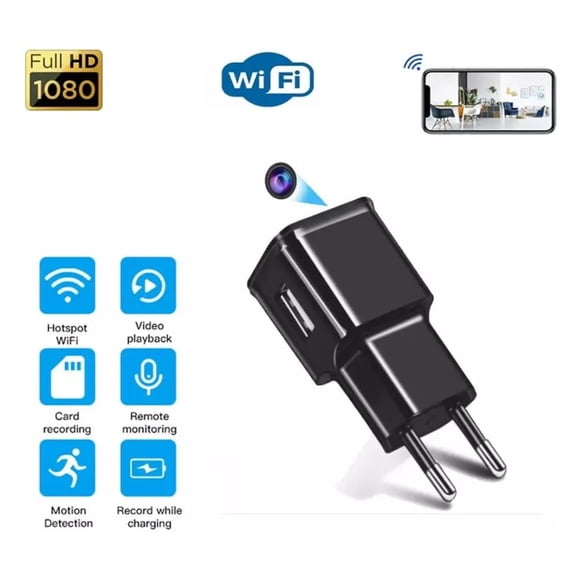 Cámara Espía Oculta Tipo Cargador USB — WiFi, Full HD, Visión Nocturna