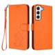 thumbnail image 1 of Funda Billetera con Relieve de Gato para Samsung Galaxy S22 5G, Naranja, 1 of 6