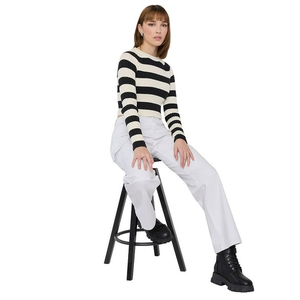 Pantalón Mujer Cargo Stretch Blanco Corona