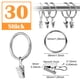 thumbnail image 2 of Paquete de 30 anillas metálicas para cortina con clips, anillas de acero inoxidable para colgar cortinas de ducha, ventanas y puertas, diámetro interior de 32 mm (plateadas)., 2 of 7