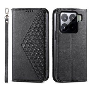 Funda Flip Foxdock Para Xiaomi 15 Pro , Estilo Billetera Con Diseño Rombo, Correa De Mano Y Soporte, Uso Diario