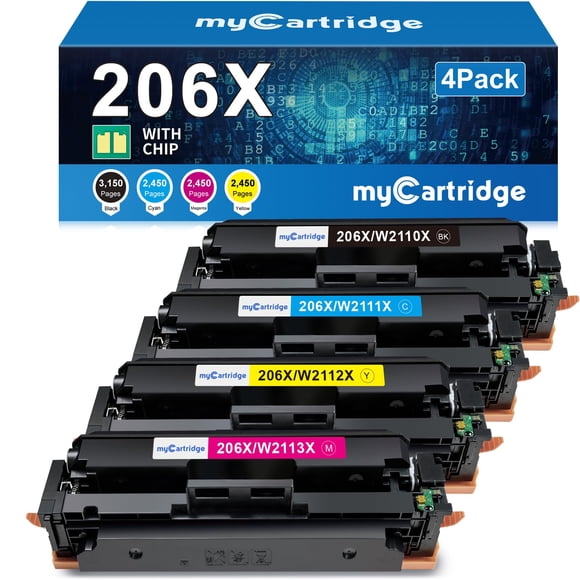 Cartuchos de tóner MyCartridge 206X de alto rendimiento, paquete de 4 unidades para HP