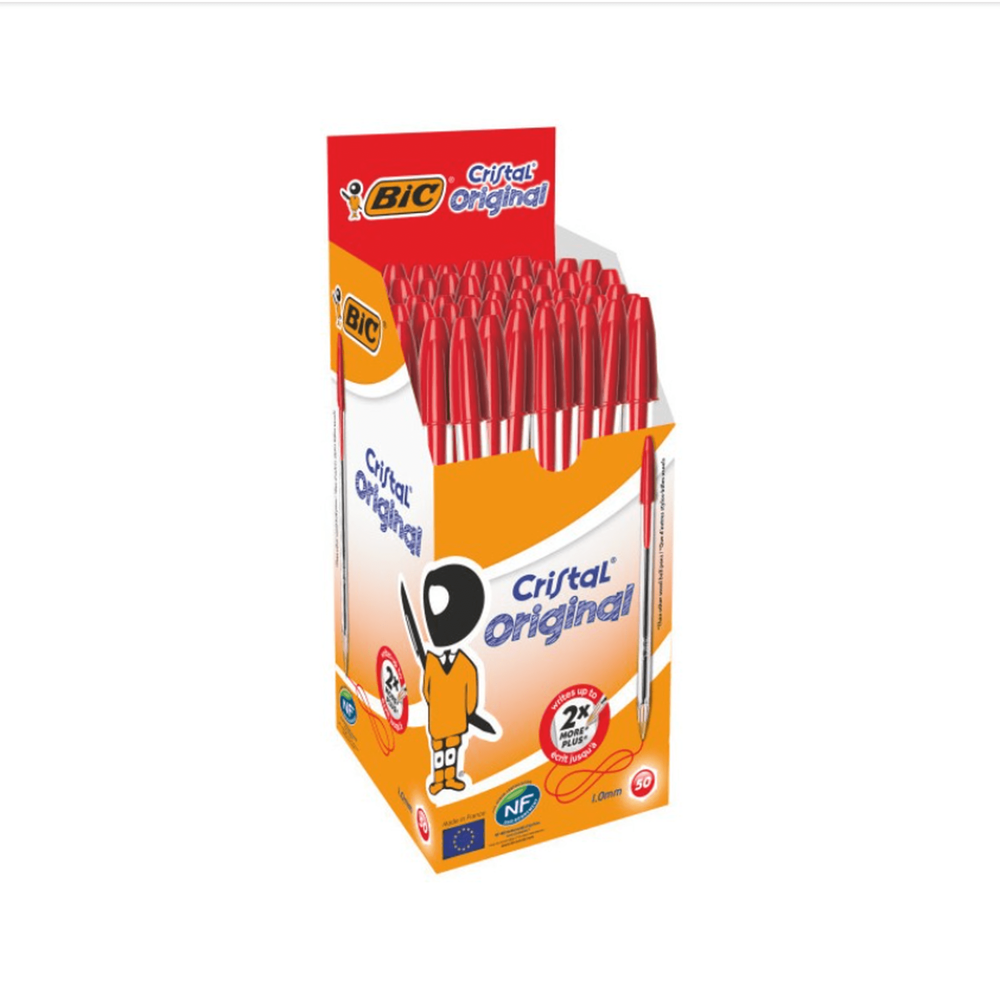 Pack 50 Cristal 1.0mm Punta Media Rojo Bic