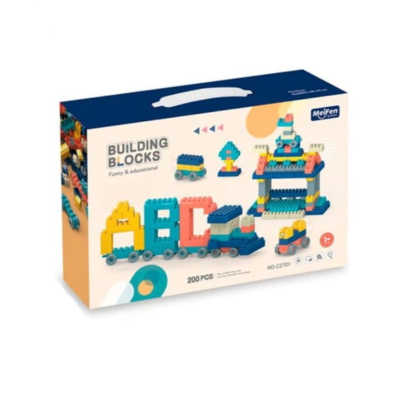 Juego Armar Bloques De Construcción Didácticos 200pcs Azul