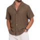 thumbnail image 1 of Camisa de Hombre de Jacquard Hueco con Cuello Campestre y Manga Corta Textura de Playa L Marrón, 1 of 5