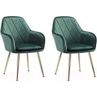 Habita2 Chile - Pack 2 Poltronas Base Dorada Velvet Lux Verde