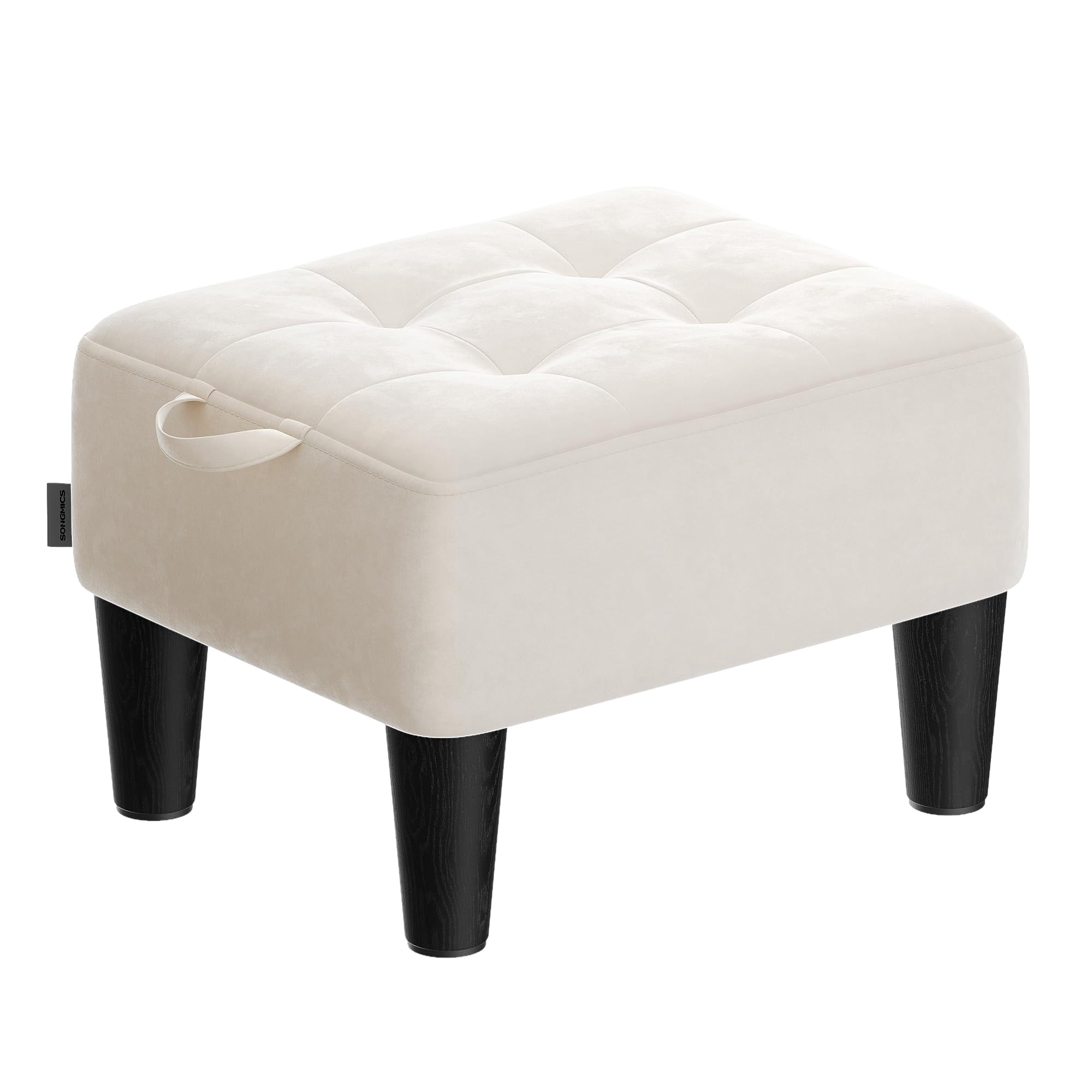 Taburete Songmics Ulom501w01 De Terciopelo Blanco Crema