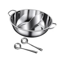 Magideal - Shabu Shabu Hot Pot Hot Two Soup Utensilios De Cocina De Sopa Práctica De Acero Inoxidable De Acero Inoxidable Juego De Macetas De Doble Cara China 34 Cm