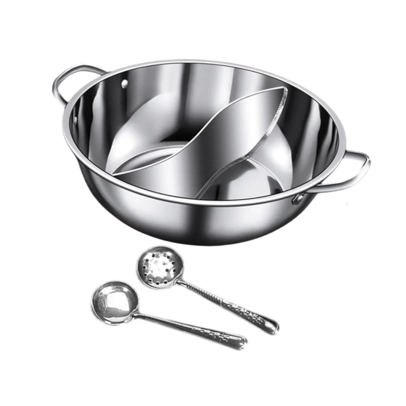 Magideal - Shabu Shabu Hot Pot Hot Two Soup Utensilios De Cocina De Sopa Práctica De Acero Inoxidable De Acero Inoxidable Juego De Macetas De Doble Cara China 34 Cm