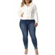 thumbnail image 4 of Agnes Orinda Chaqueta de Mezclilla Lavada con Bolsillos y Cuello Abatible de Manga Larga para Mujer Talla Grande 3X Blanco, 4 of 8