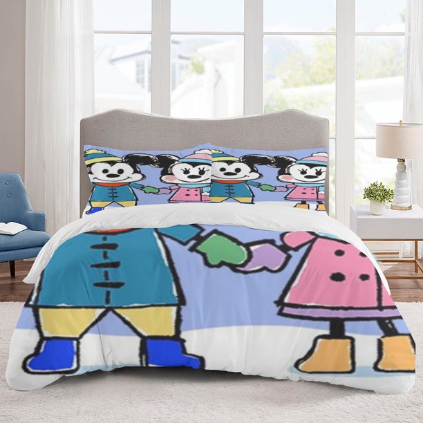 Mickey Mouse Bedding Sets Cartoon Duvet Cover Lightweight 3 Piece Bet Sets for Kids Boys Girls