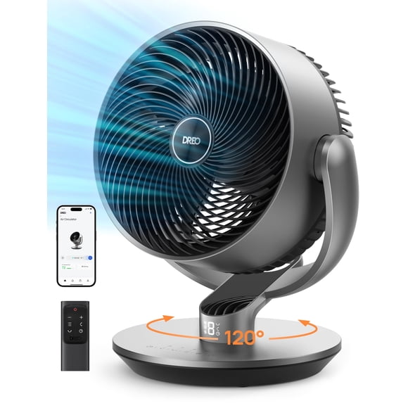 Ventilador Dreo DR-HAF004S, 40 cm, 25 dB, 6 modos y 9 velocidades, color plateado