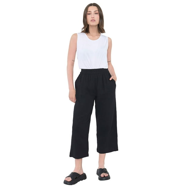 Pantalón Mujer Doble Gasa Negro Corona