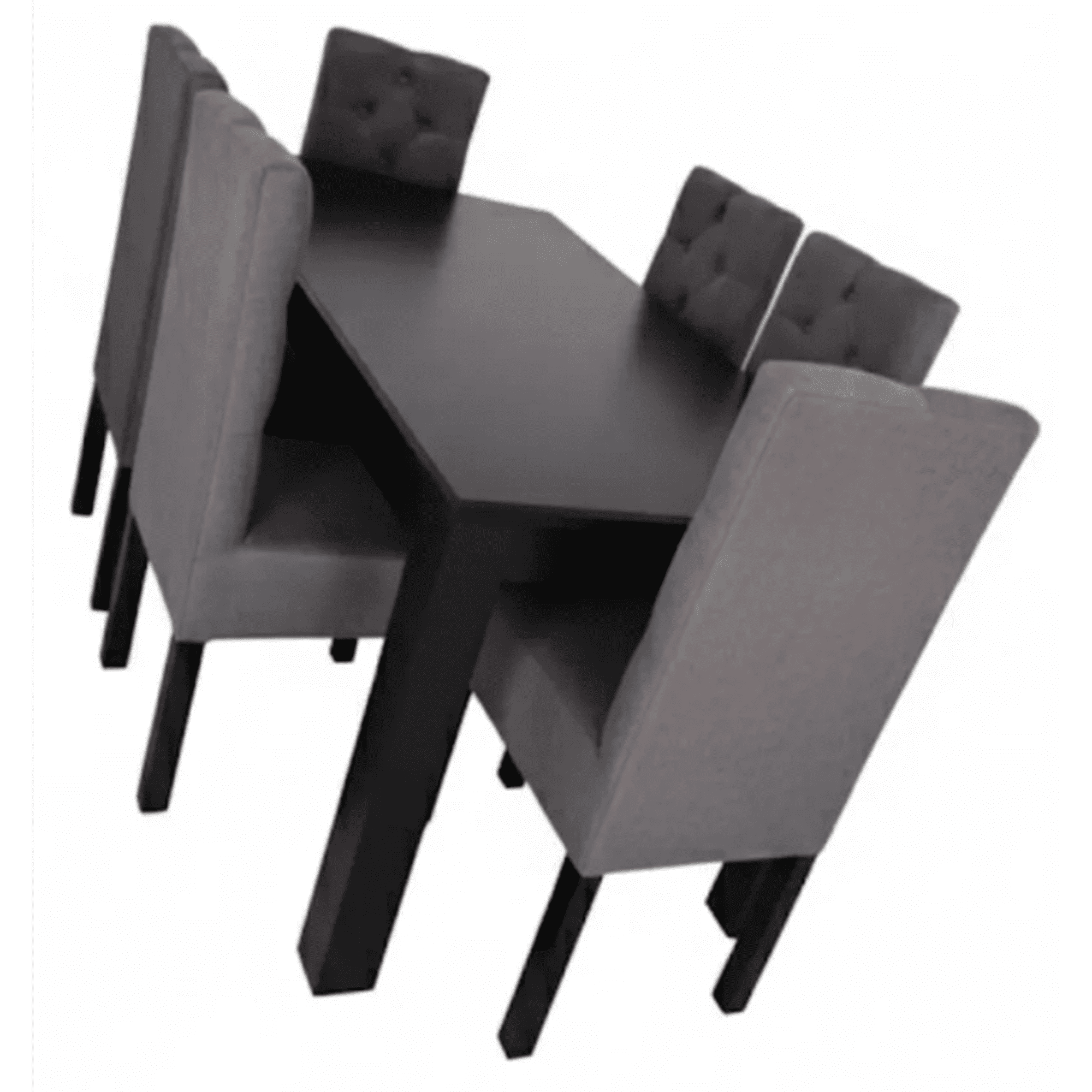 Rous Muebles - Juego De Comedor 6 Sillas Gris Medio Lino