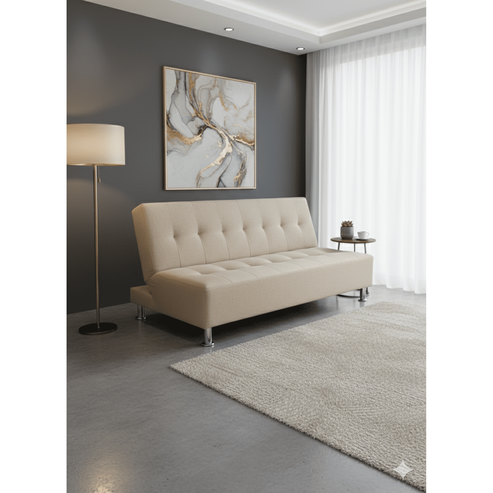 Muebles New - Sofa Cama New Beige Felpa