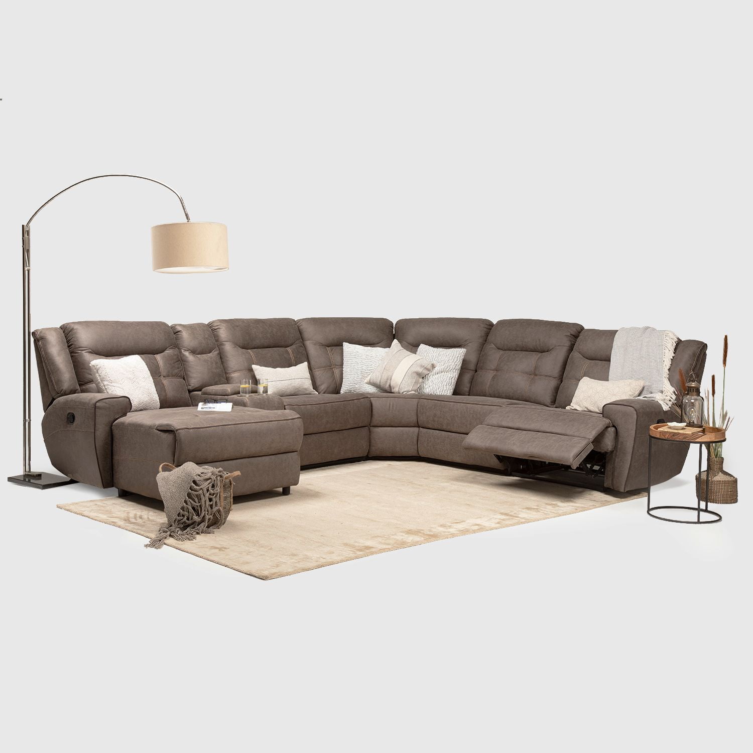 Daniel's - Sofá Seccional Izquierdo Reclinable Moderno Café Grand