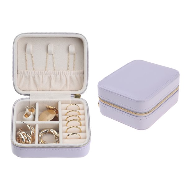 Caja de accesorios de viaje REGALWOVEN para mujeres, pequeño organizador portátil de accesorios de cuero PU, almacenamiento púrpura