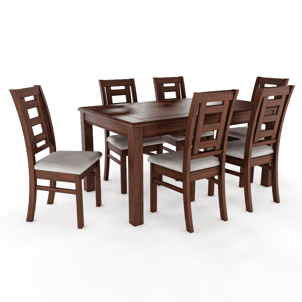 Muebles Insignes - Juego De Comedor Sevilla 6 Sillas Nogal Mesa Rectangular Madera