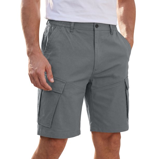 INSPIRE CHIC Pantalones Cortos Cargo de Cintura Elástica Casual con Múltiples Bolsillos para Senderismo y Pesca S Gris Oscuro