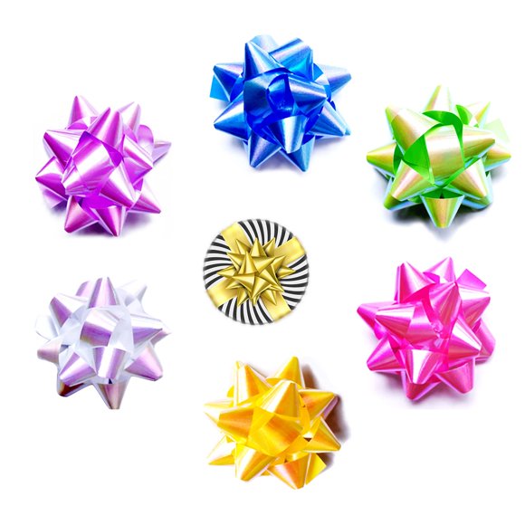 Lazos para regalos elify 6 cm 60 piezas arcoíris en forma de estrella