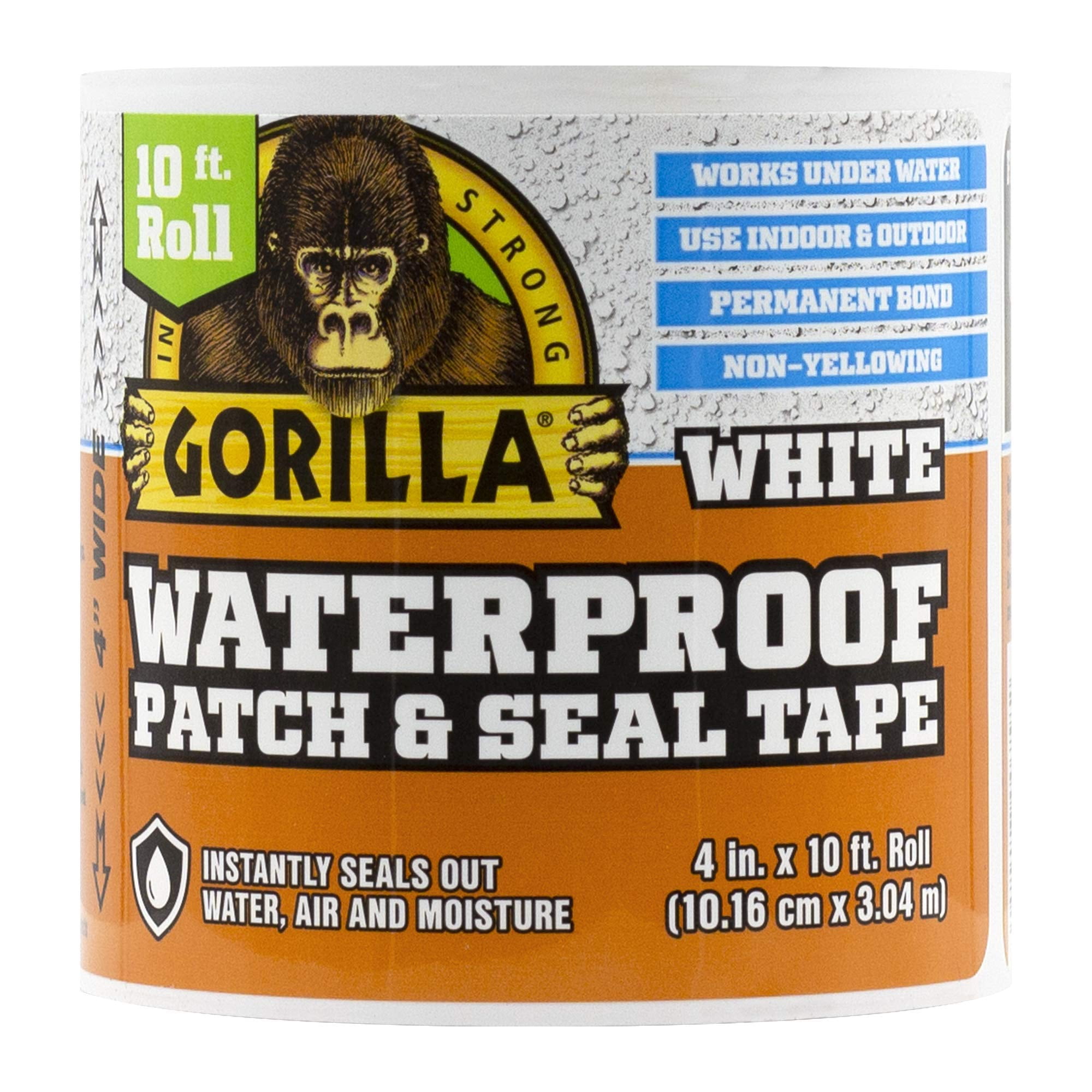 Cinta Adhesiva Impermeable Gorilla Para Parches Y Sellos, 4 Cm X 3 M, Color Blanco, Paquete 1