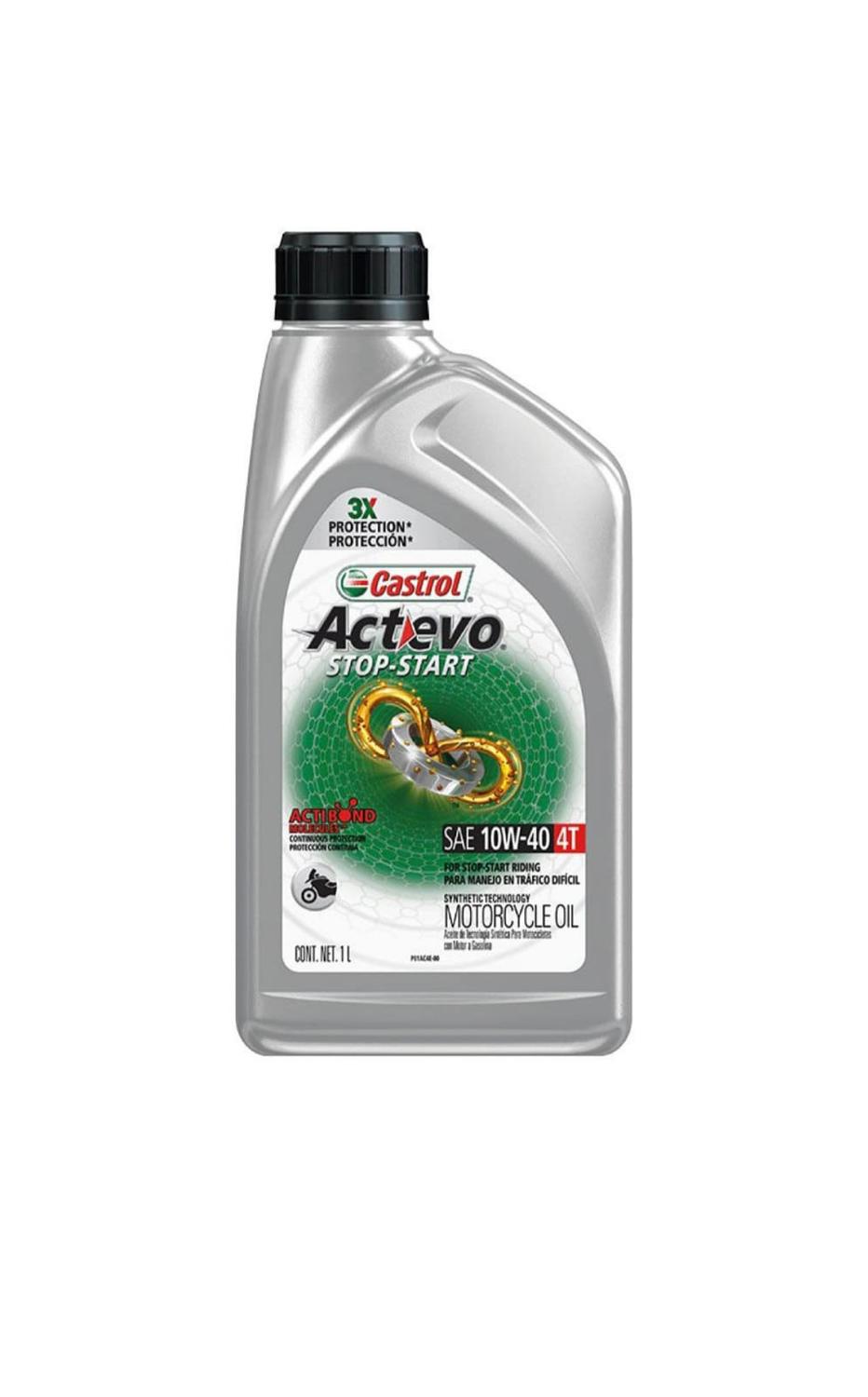 Aceite Motor 10W40 Motos Actevo Castrol 1 L Amarillo