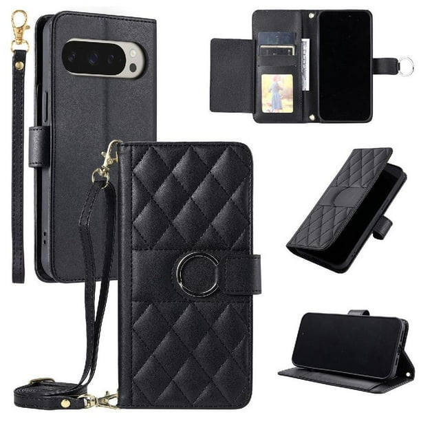 Funda tipo billetera FOXDOCK para Google Pixel 9 Pro XL – Tapa abatible con correa para mujer
