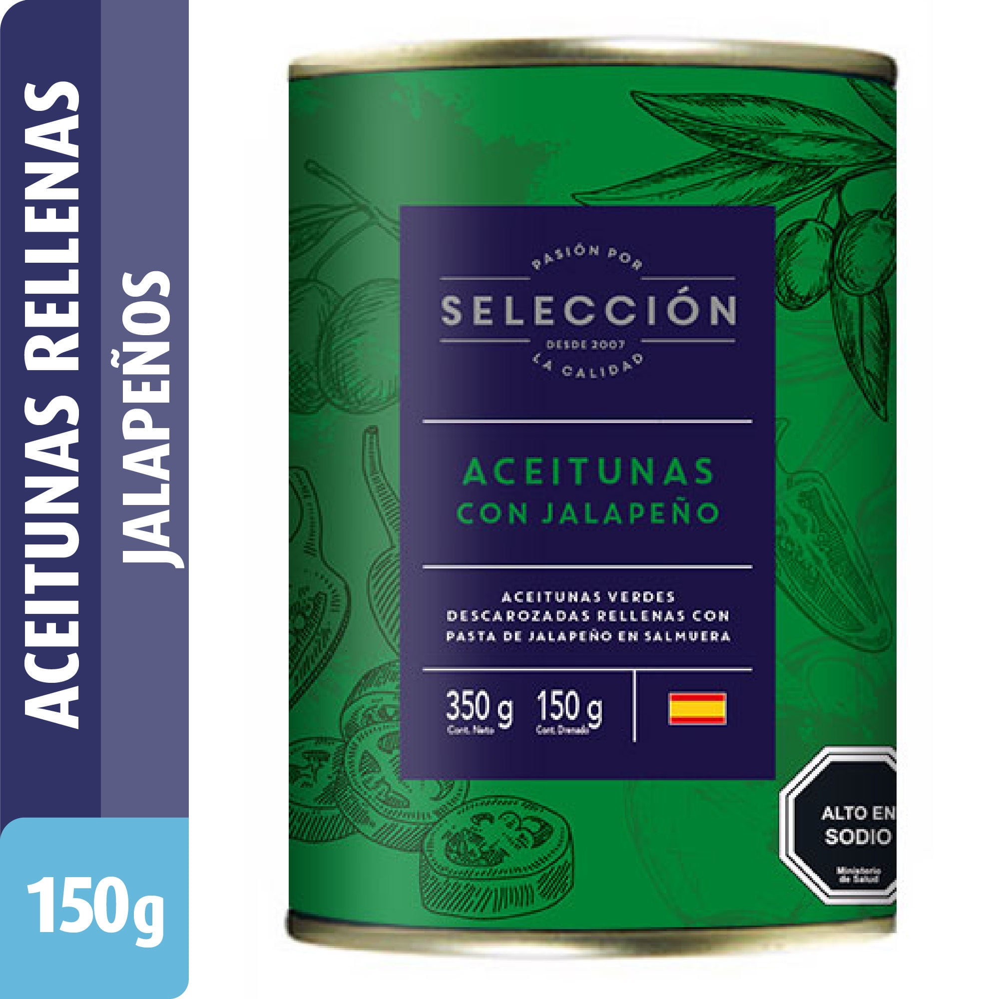 Aceitunas Rellenas Con Jalapeño Drenado 150 g - Neto 350 g Selección