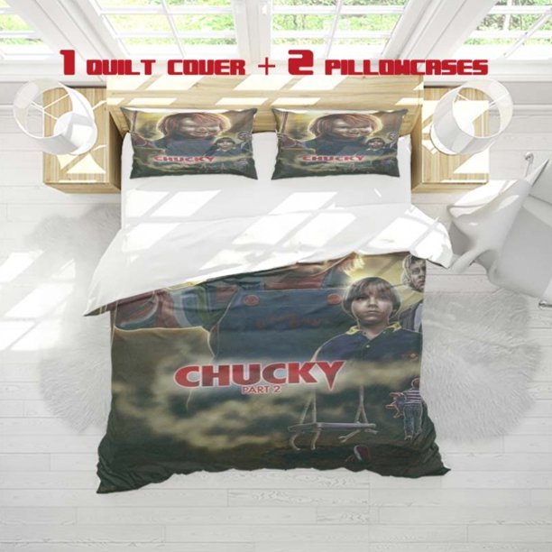 3pcs Chucky Print Three Piece Bedding Set Soft Duvet Cover And Two Pillowcases