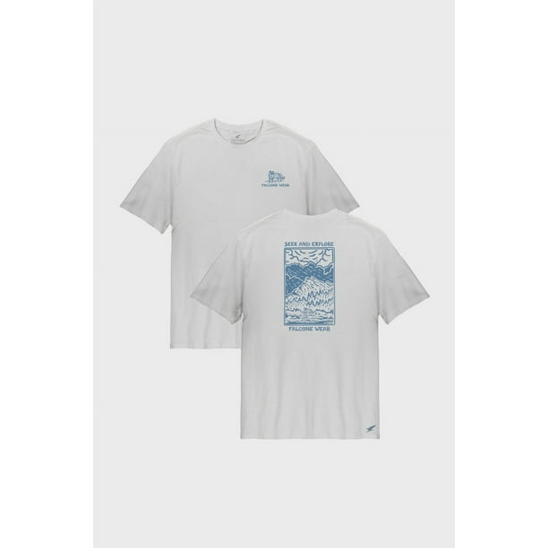 Polera Orgánica Seek And Explore Blanco Hombre Falcone