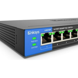 Switch Linksys Lgs116P Business Poe+ 1000Mbps /80 Watts 8+8