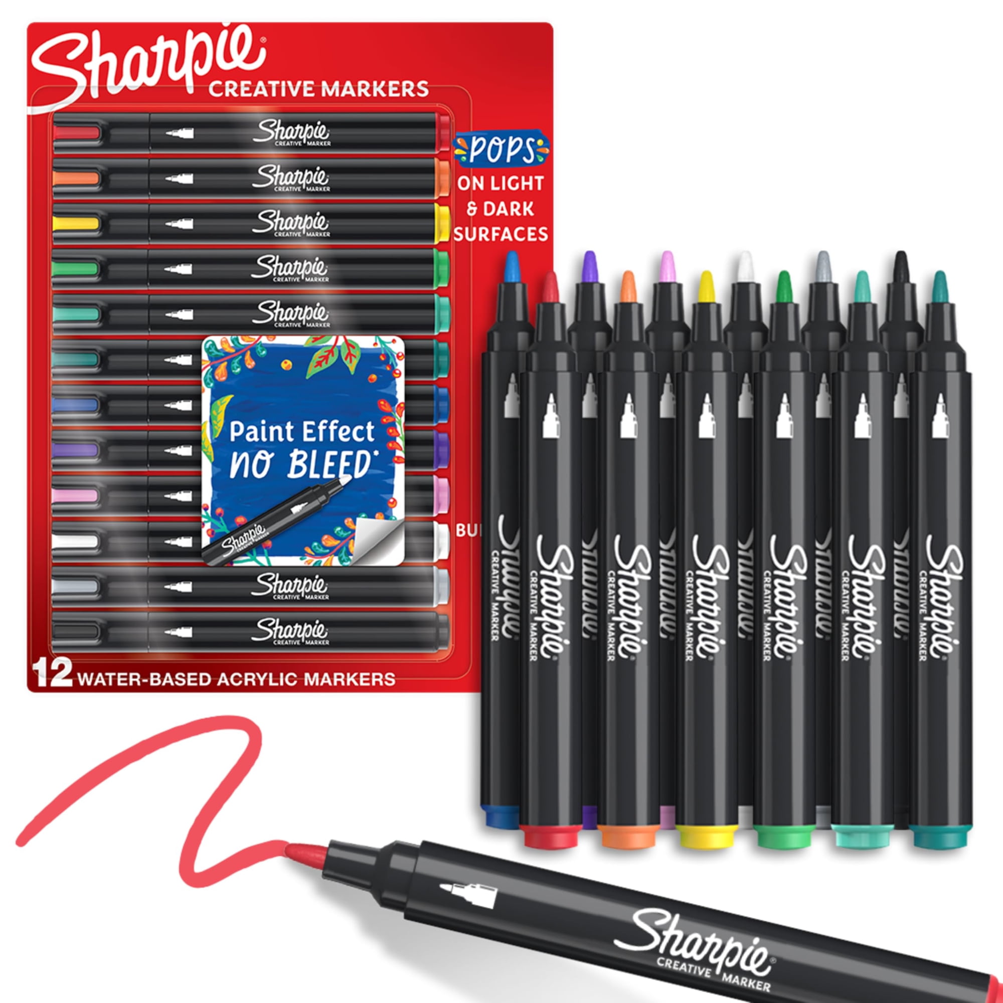Marcadores Sharpie Creative De Acrílico A Base De Agua, 12 Colores