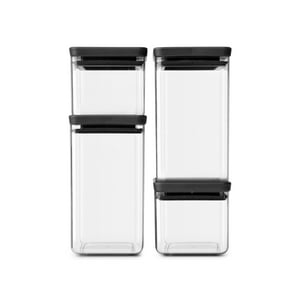 Brabantia - Juego De 4 Contenedores Cuadrados Tasty+ Dark Grey