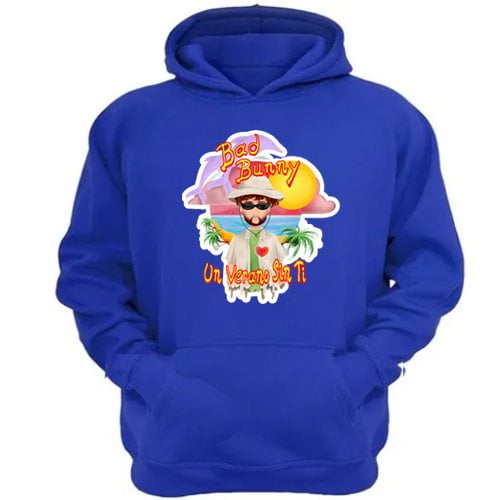 Polerón Canguro Bad Bunny Azul Talla S Unisex
