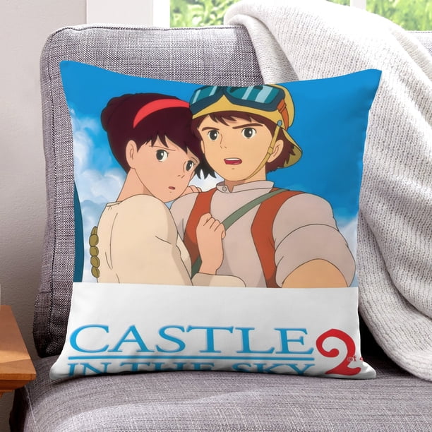 El Castillo en el Cielo Fundas de almohada de terciopelo con tema, regalos de funda de almohada, decoración para el hogar, cojín de lanzar, regalo de cumpleaños para fans y parejas.66*66cm.