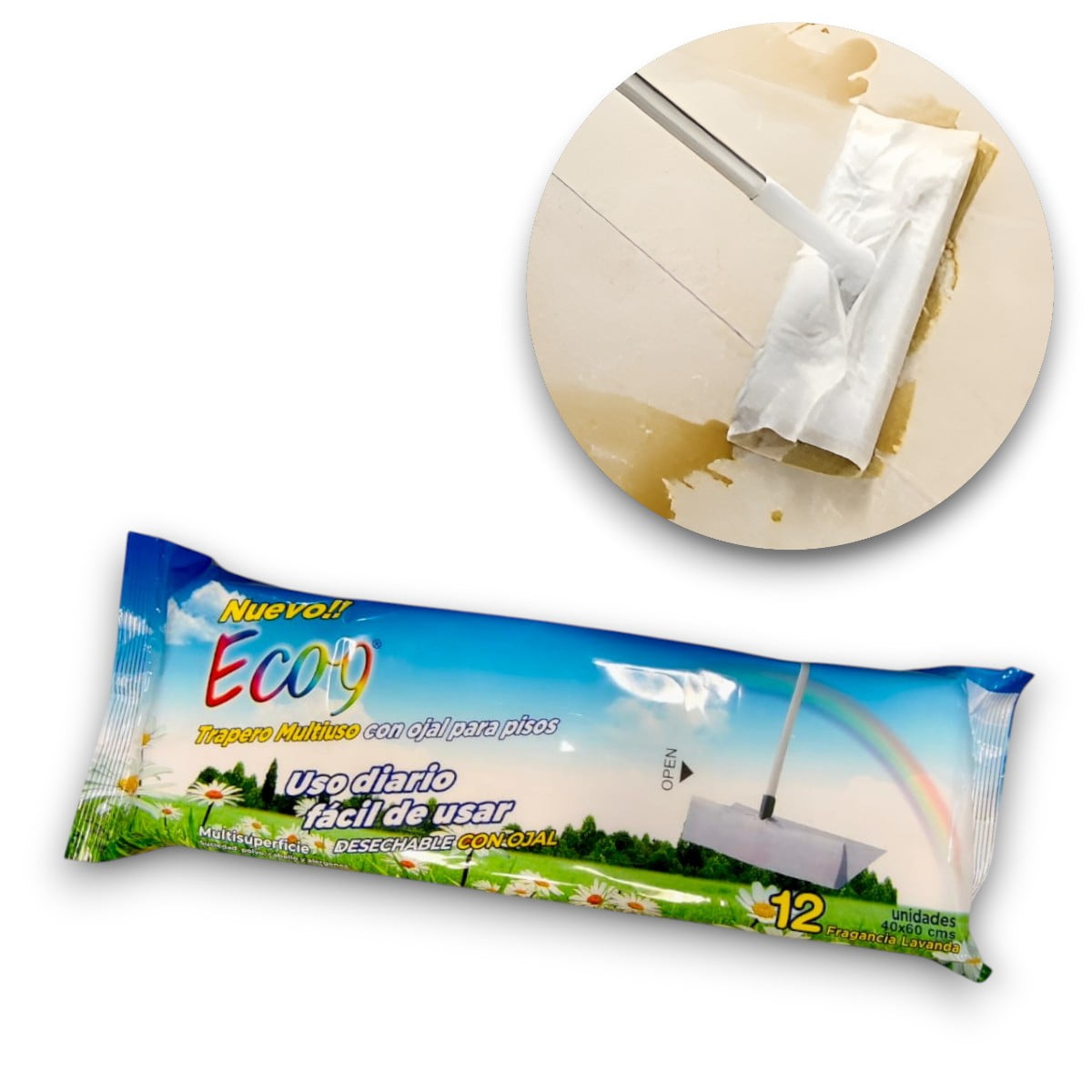 Genérico - Pack X2 Trapero Humedo De Limpieza 12 Unid Lavanda 40x60 Cm