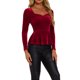 thumbnail image 1 of INSPIRE CHIC Blusa de Mujer Elegante de Terciopelo con Escote Corazón de Manga Larga y Peplum Talla S Rojo, 1 of 6