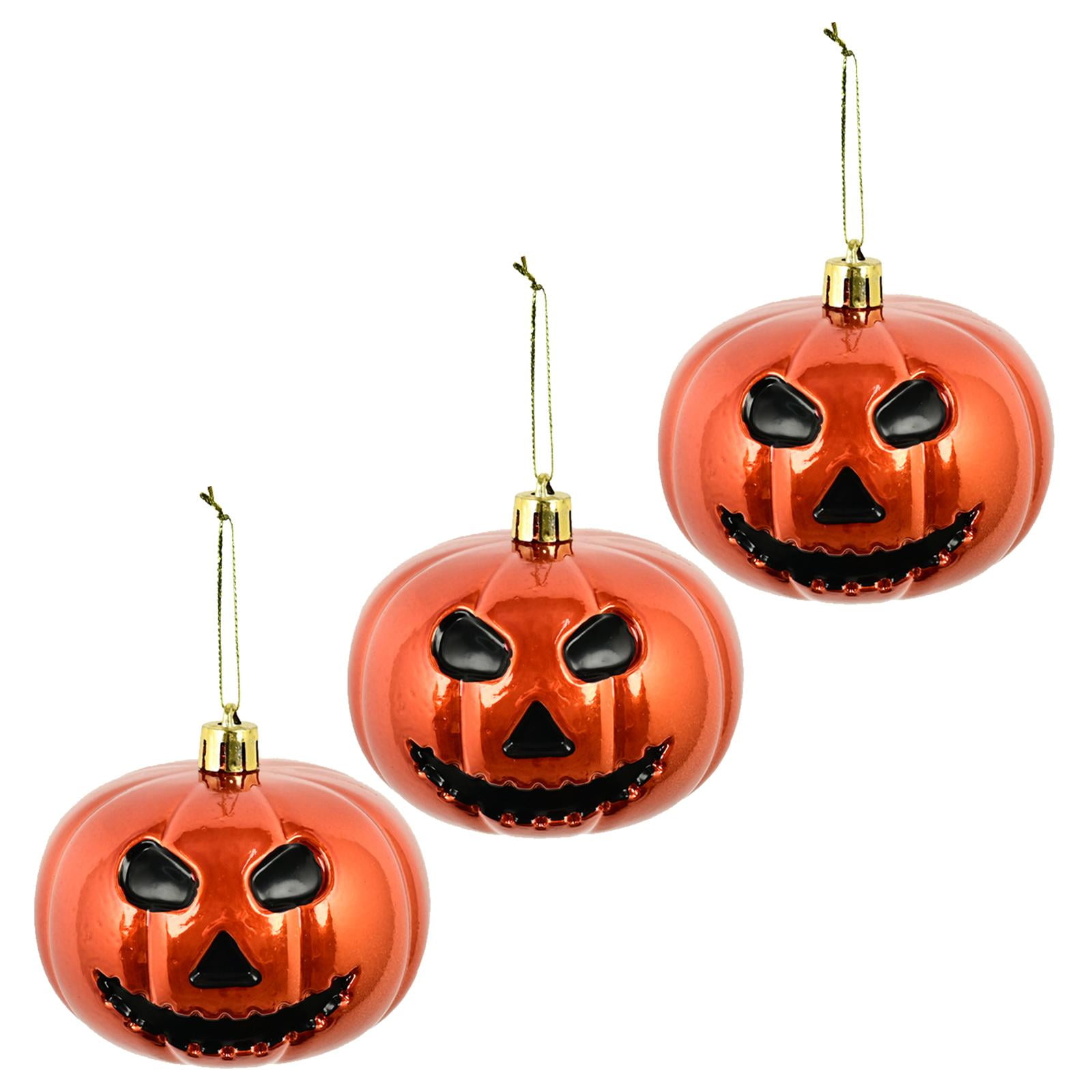 Magideal - 3 Calabazas Colgantes Para Halloween, Suministros Para Fiestas, Adornos Navideños, Bolas Colgantes Para Halloween, Decoración Del Hogar Al Aire Libre Naranja Nacarado