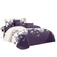 Genérico - Cubrecama Quilt Verano King - Morado Hojas Flabeladas Kfl150