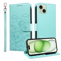 Funda Billetera Foxdock Compatible Con Iphone 15, Diseño Perrito Tierno, Ranuras Para Tarjetas Y Soporte Plegable