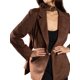 thumbnail image 5 of Jess de Meiko Chaquetas de Mujer de Ante Sintético Mangas Largas Solapa con Muesca Blazer con Cinturón para el Trabajo S Marrón, 5 of 8